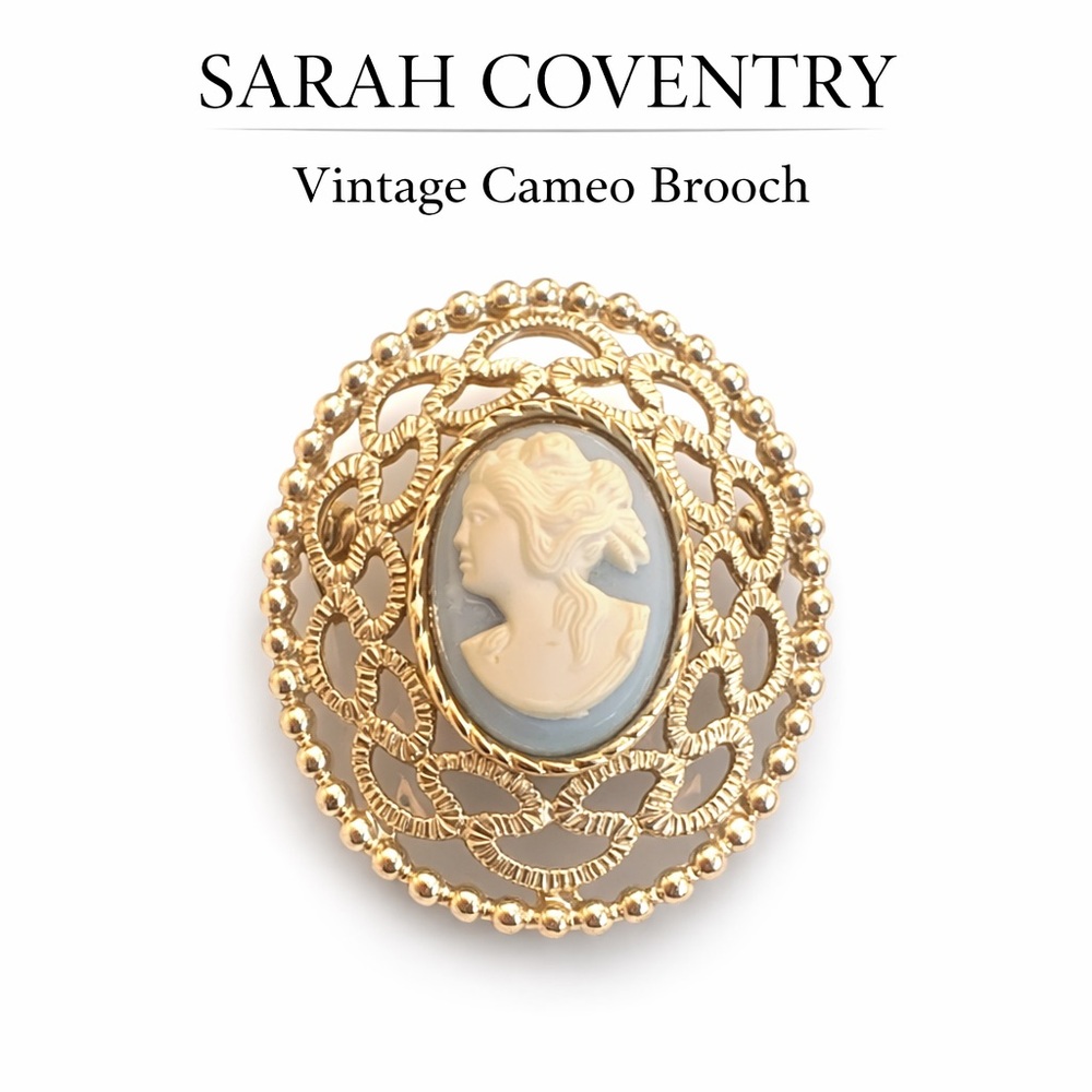 1970's Sarah Coventry Gold and Cream Cameo Brooch